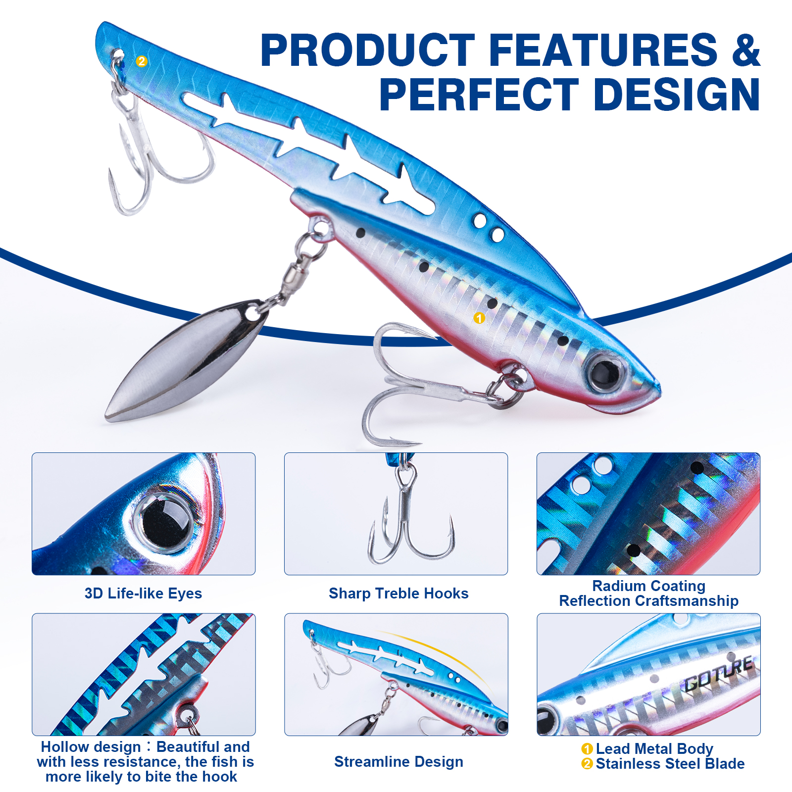 Goture Fishing Lures 5pcs Meta - Fishing Lure Blade Bait avaliação e preço