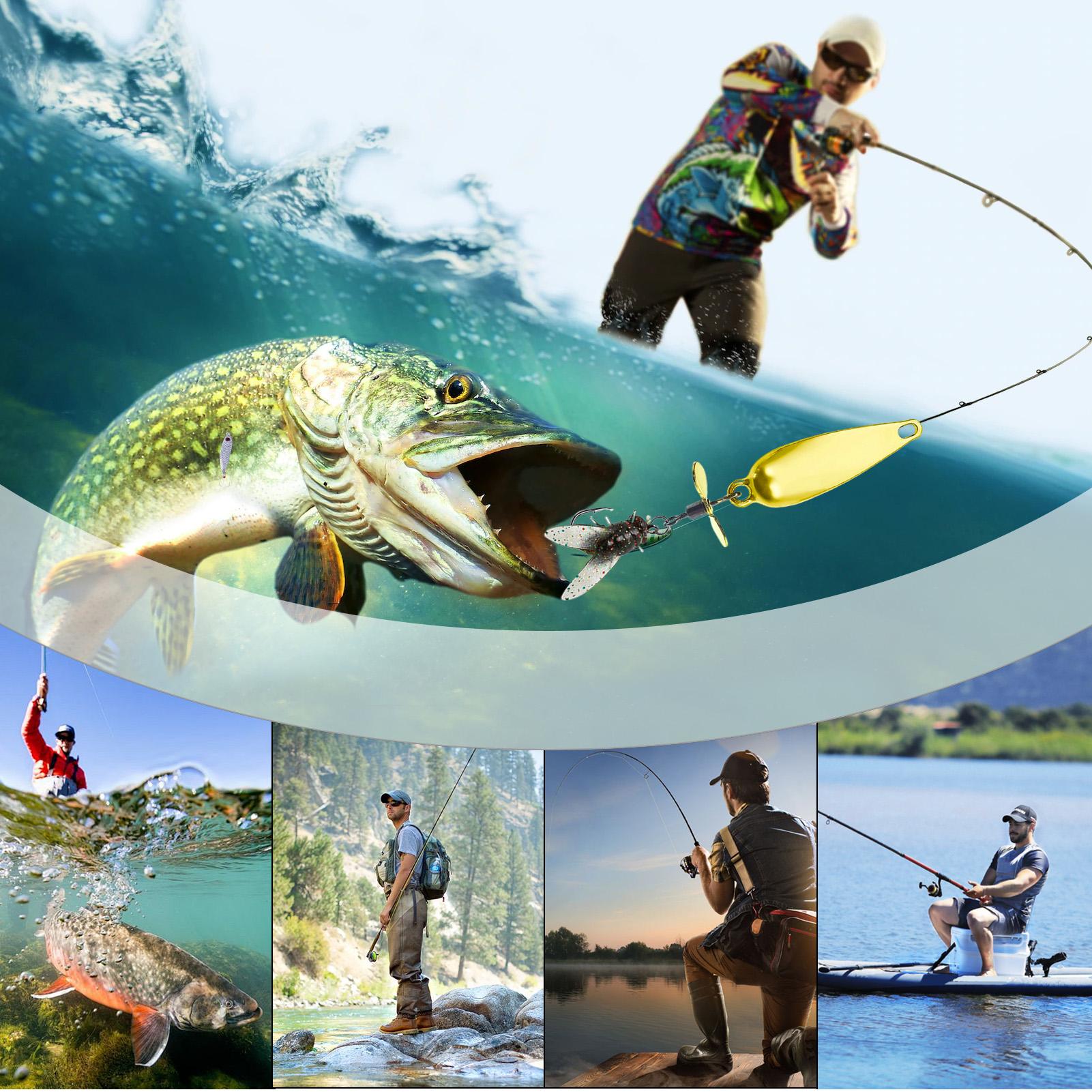 3 Pack Metal Spinner Baits 3D  - Fishing Lure Blade Bait avaliação e preço
