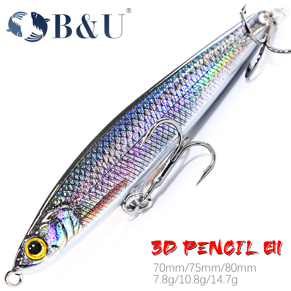 B&U Sinking Pencil Jerk Fishin - Fishing Lure Jerkbait avaliação e preço