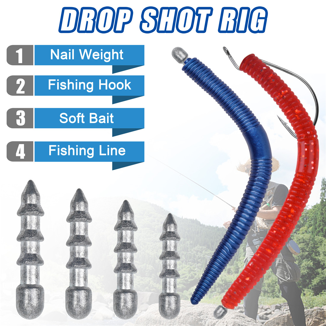 60PCS Nail weights Worm Fishin - Fishing Lure Accessories avaliação e preço