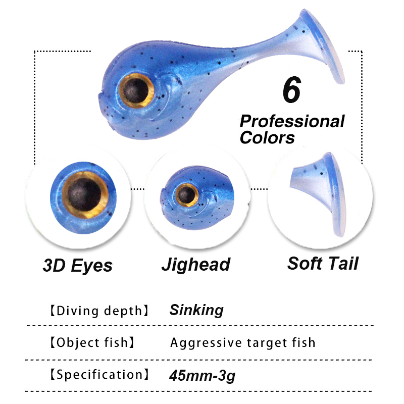YUCONG 6PCS Jighead Soft Baits - Fishing Lure Crankbait avaliação e preço