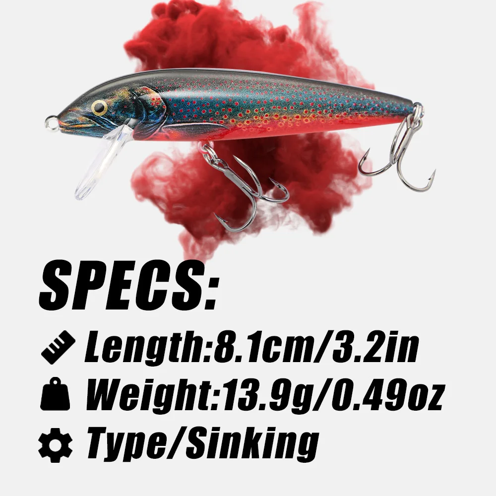 B&U 80mm Sinking Minnow Wobbli - Fishing Lure Jerkbait avaliação e preço