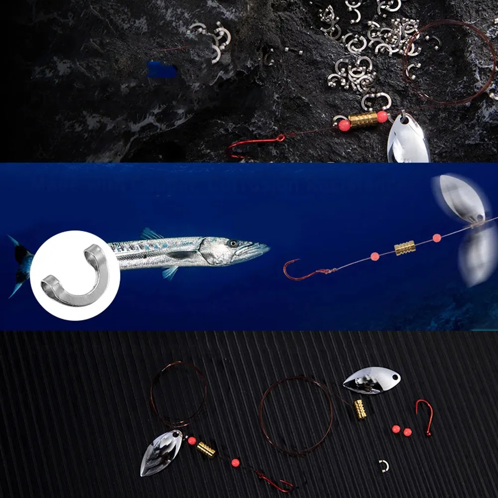 100pcs Fishing U Shaped Fixed  - Fishing Lure Spinner avaliação e preço
